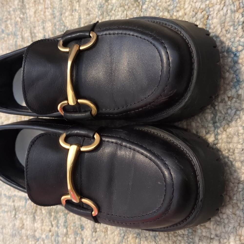 Lug Sole Loafers With Gold Bit